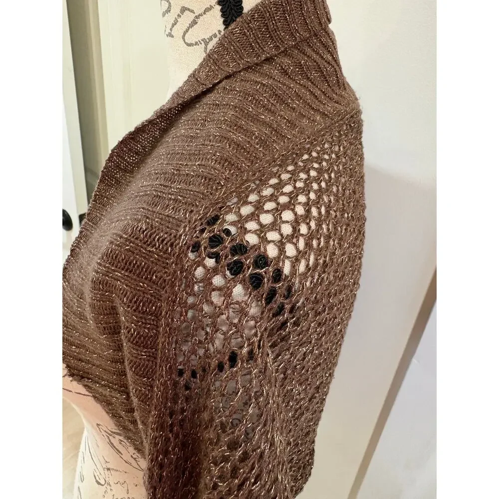 Vintage Y2K Mix It Brown Long Sleeve Shrug Sweater Size Medium